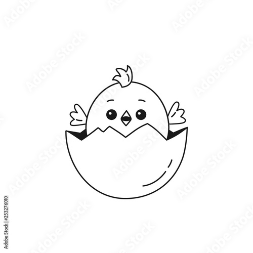 Outline of chicken baby inside egg