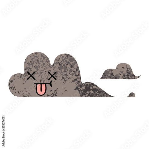retro illustration style cartoon storm cloud