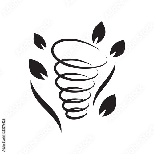 Blowing wind with flying leaves icon. Sign for weather forecast. Vector illustration - Vector