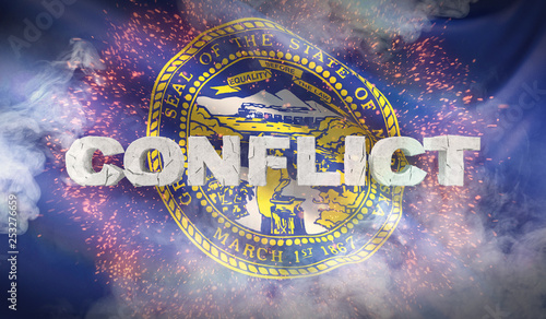 Wallpaper Mural Conflict concept. State of Nebraska flag. Flags of the states of USA. 3D illustration. Torontodigital.ca