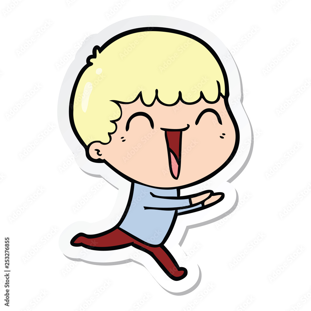 sticker of a cartoon happy man