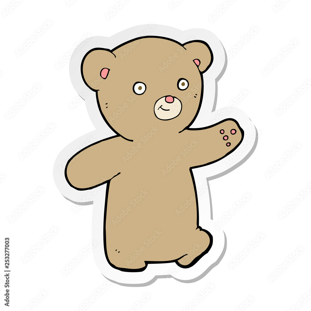 sticker of a cartoon teddy bear