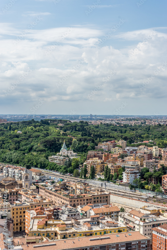 Naklejka premium Roman Cityscape, Panaroma of Rome viewed from the top of Saint Peter's square basilica at the vatican