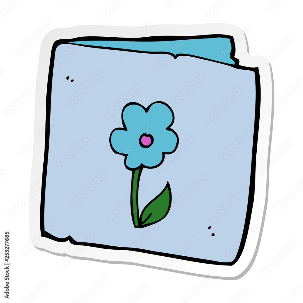 sticker of a cartoon flower greeting card sticker of a cartoon flower greeting card