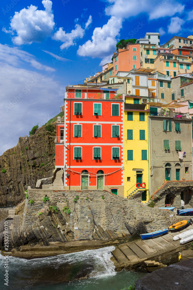 Riomaggiore, fishing village. Cinque Terre National Park, Liguria Italy Europe