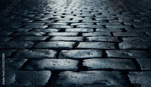 Fotografiet road paved with cobblestone