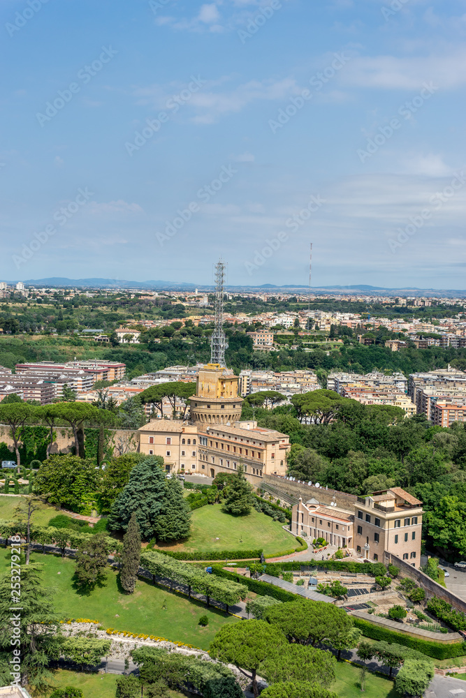Roman Cityscape, Panaroma viewed from the top of Saint Peter's square basilica, Palace of the Governorate of Vatican City State