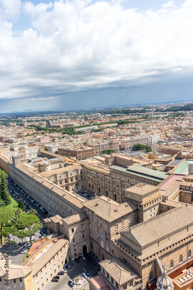 Fototapeta premium Roman Cityscape, Panaroma of Rome viewed from the top of Saint Peter's square basilica at the vatican