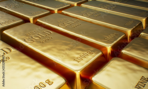 Rows of Gold bars. Financial concept.
