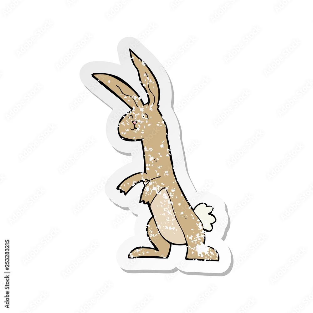 retro distressed sticker of a cartoon rabbit retro distressed sticker of a cartoon rabbit