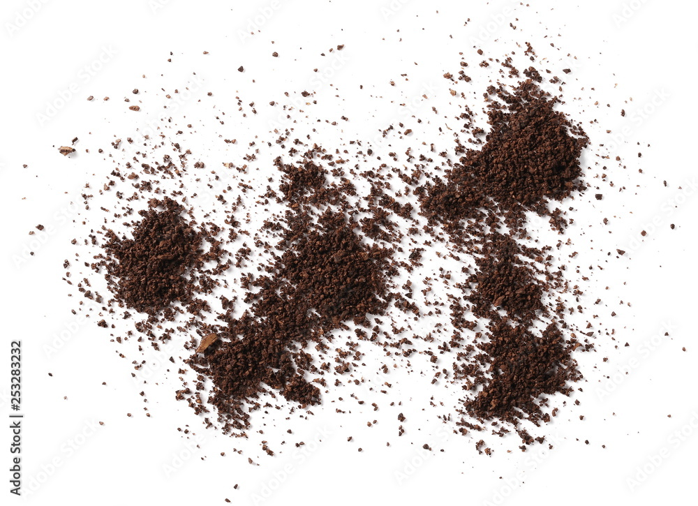Milled coffee powder for espresso isolated on white background Milled coffee powder for espresso isolated on white background
