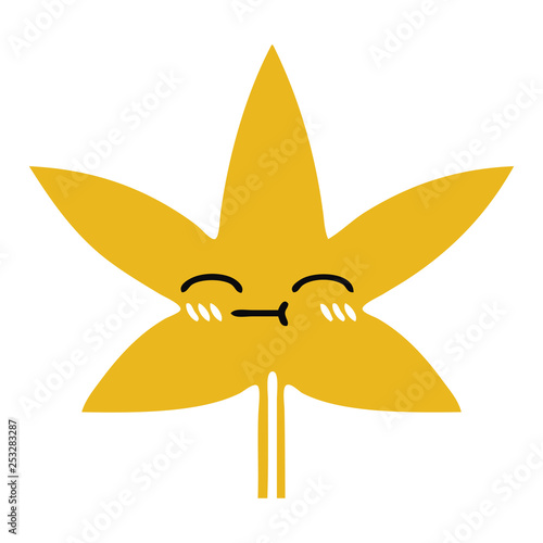flat color retro cartoon autumnal leaf