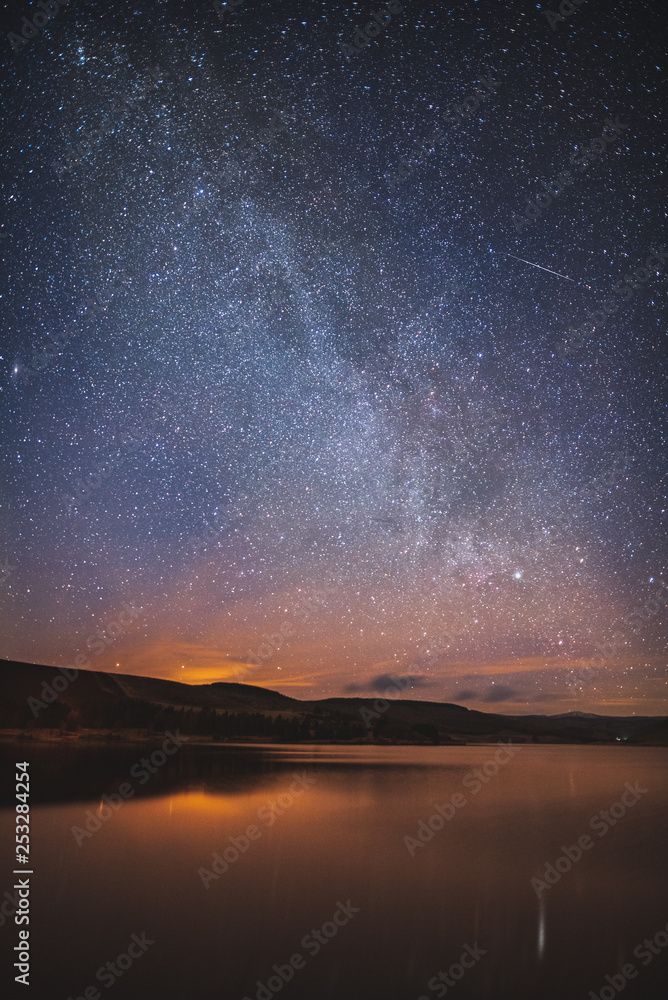 Fototapeta premium Milky Way Up Backwater Reservoir, Kirriemuir 