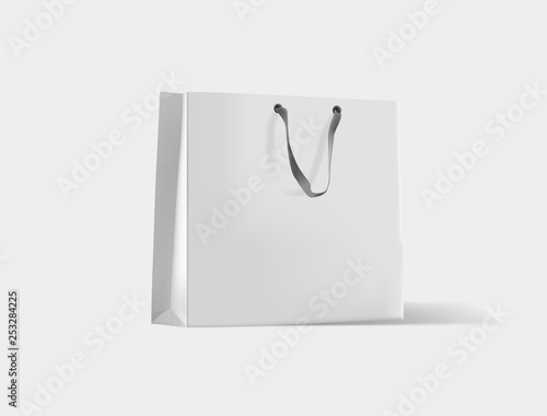 Creative mockup. Shopping bag. Mock-up of blank package, mockup of white paper shopping bag with handles.