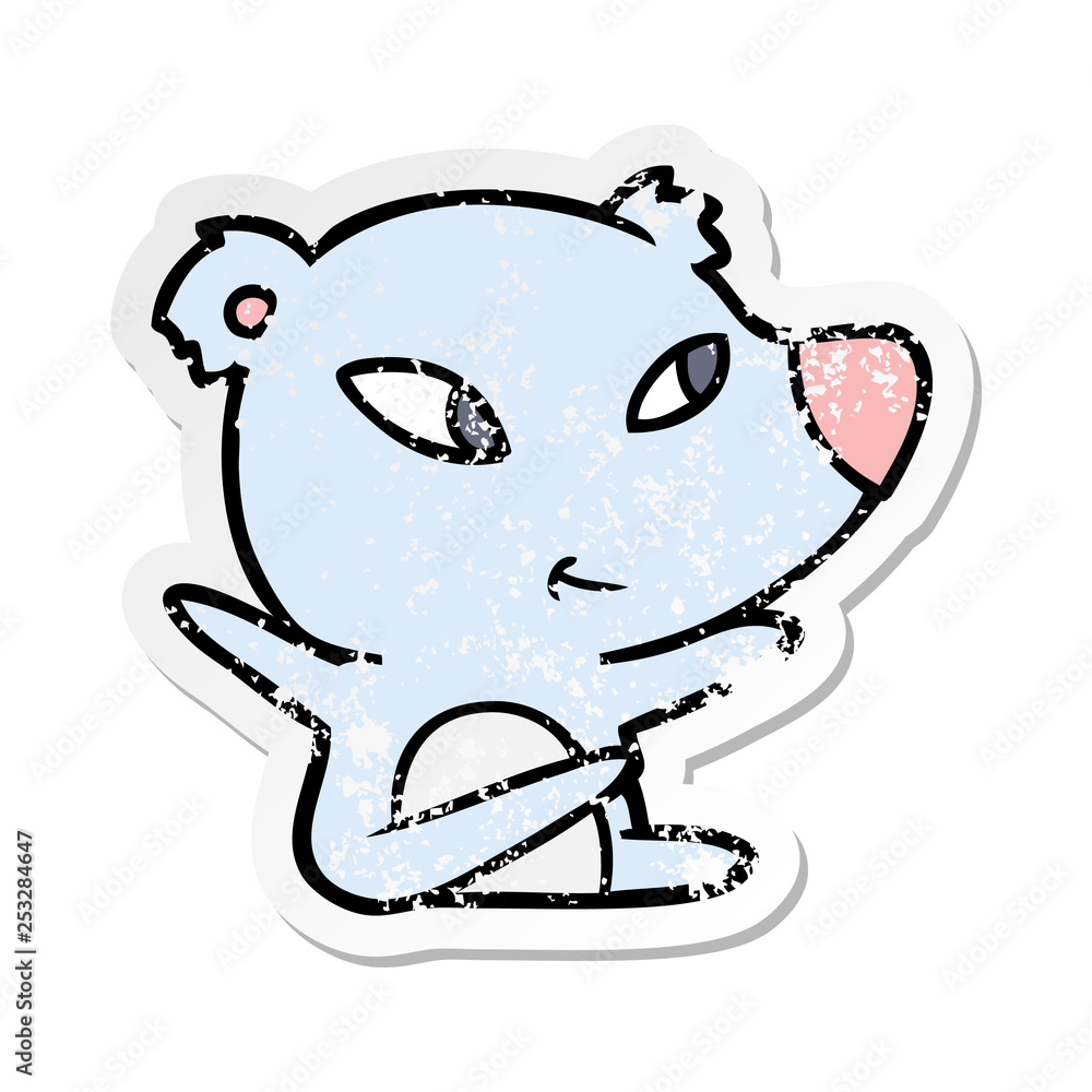 distressed sticker of a cute cartoon bear distressed sticker of a cute cartoon bear