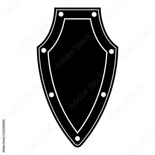 Isolated black shield on white background. Vector illustration of the shield. Emblem, symbol, shield icon