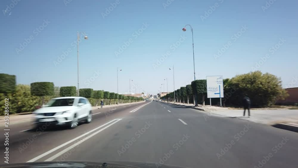 View from a car driving on the road along the Atlantic coast, Morocco, Africa, 4k View from a car driving on the road along the Atlantic coast, Morocco, Africa, 4k