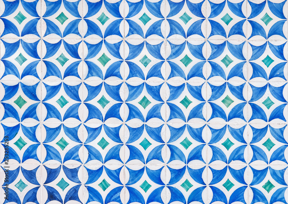 Fototapeta premium blue azulejos lisbon tile texture