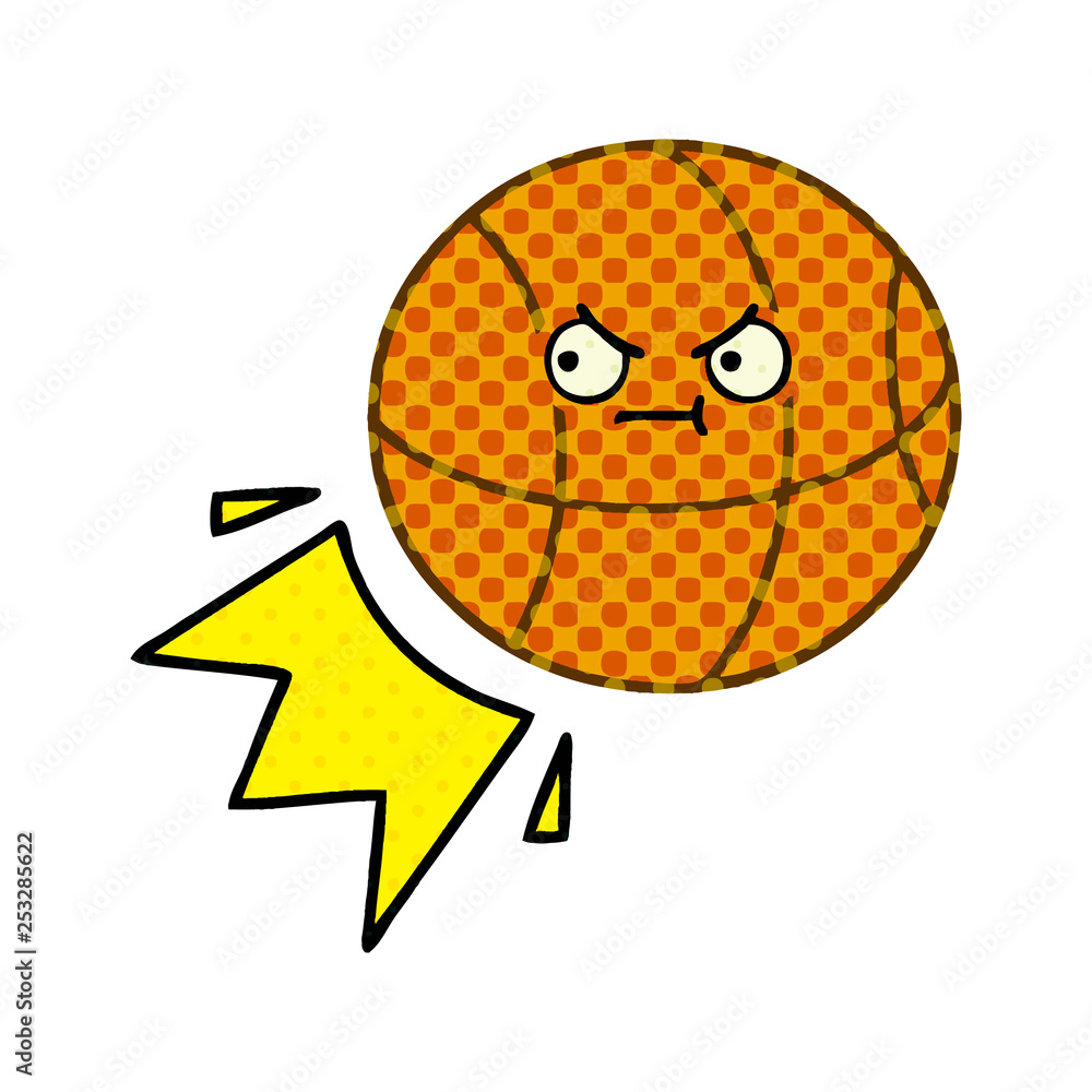 comic book style cartoon basketball