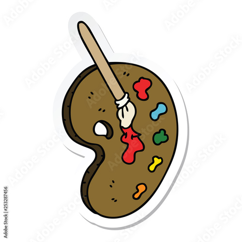 sticker of a quirky hand drawn cartoon art pallette