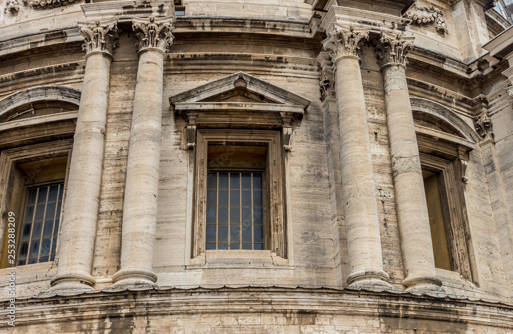 The windows on dome of Saint Peters basilica at Vatican City