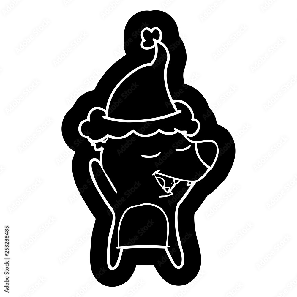 cartoon icon of a bear wearing santa hat cartoon icon of a bear wearing santa hat