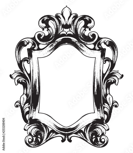 Baroque Mirror frame. Vector French Luxury rich intricate ornaments. Victoria...