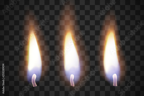 Realistic flame candles with the effect of transparency. Illustrations isolated on transparent background. Creative idea for your design