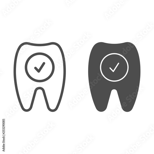 Tooth check line and glyph icon. Healthy tooth vector illustration isolated on white. Dentistry outline style design, designed for web and app. Eps 10.