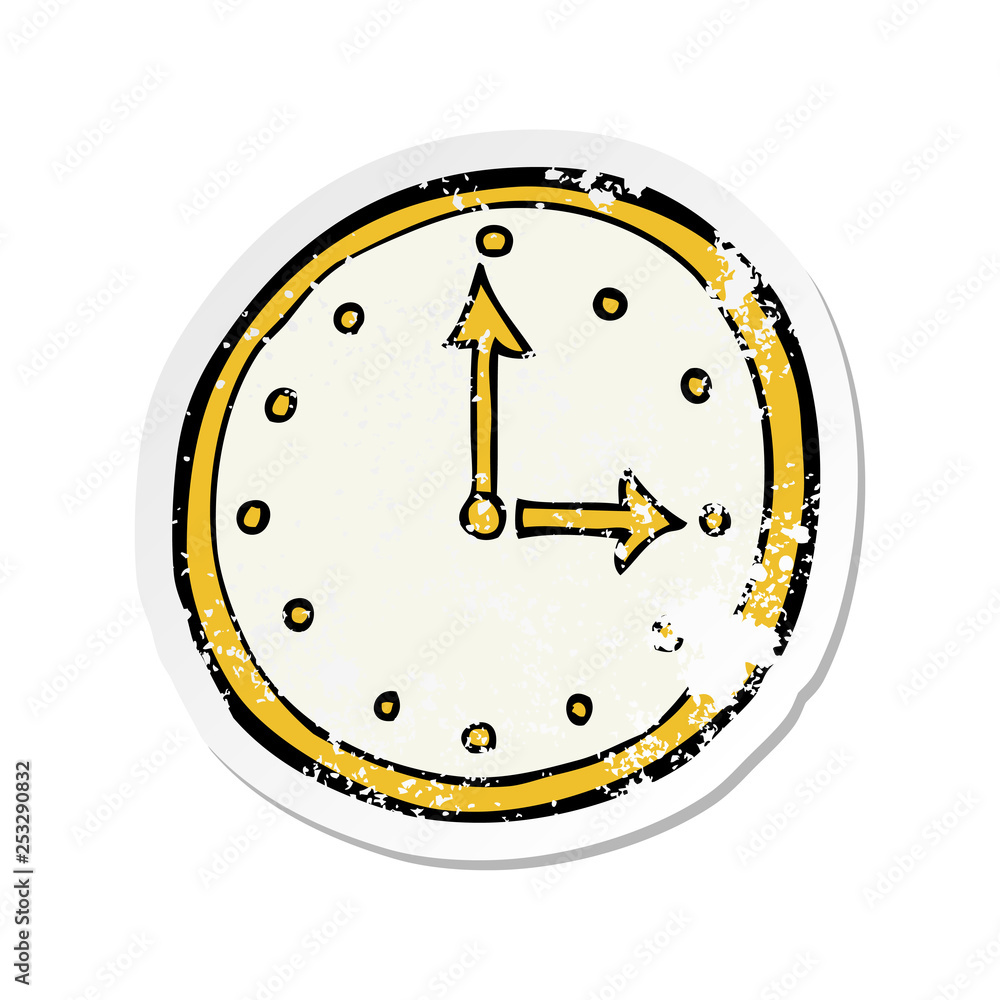 retro distressed sticker of a cartoon clock symbol retro distressed sticker of a cartoon clock symbol