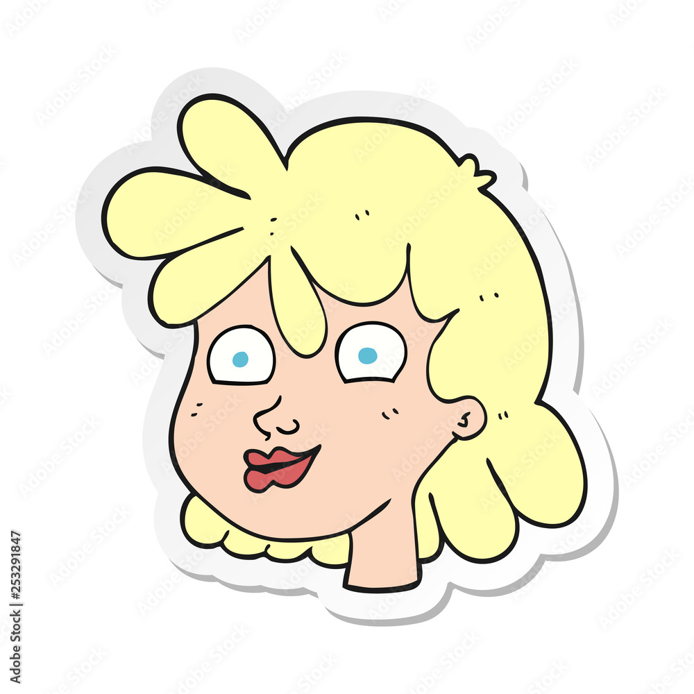 sticker of a cartoon female face sticker of a cartoon female face