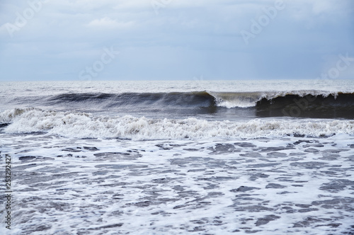 Rough water and waves in Pacific Ocean