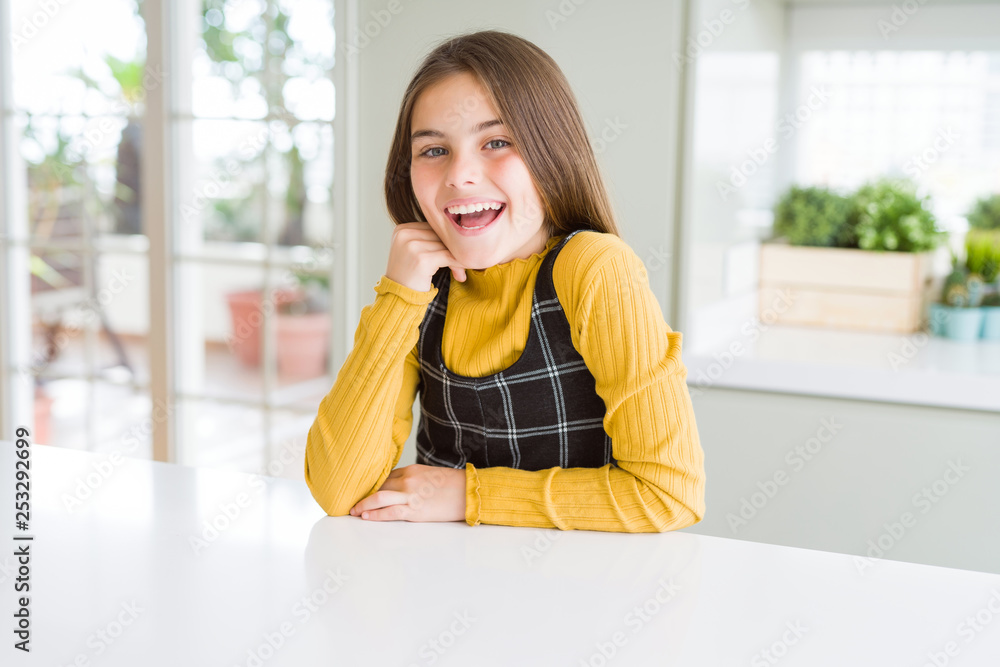Beautiful young girl kid smiling confident and excited to the camera Beautiful young girl kid smiling confident and excited to the camera