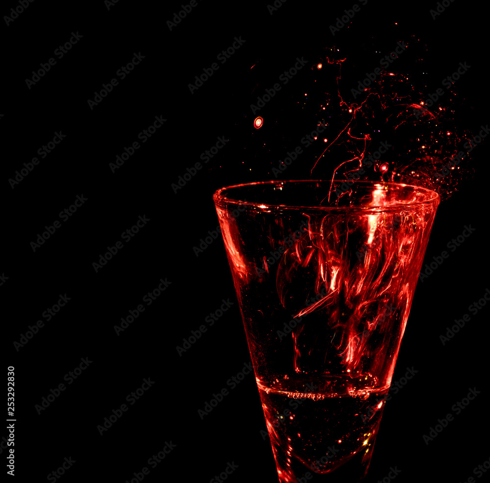 drinking glass with 'exploding' bubble. hot drink drinking glass with 'exploding' bubble. hot drink