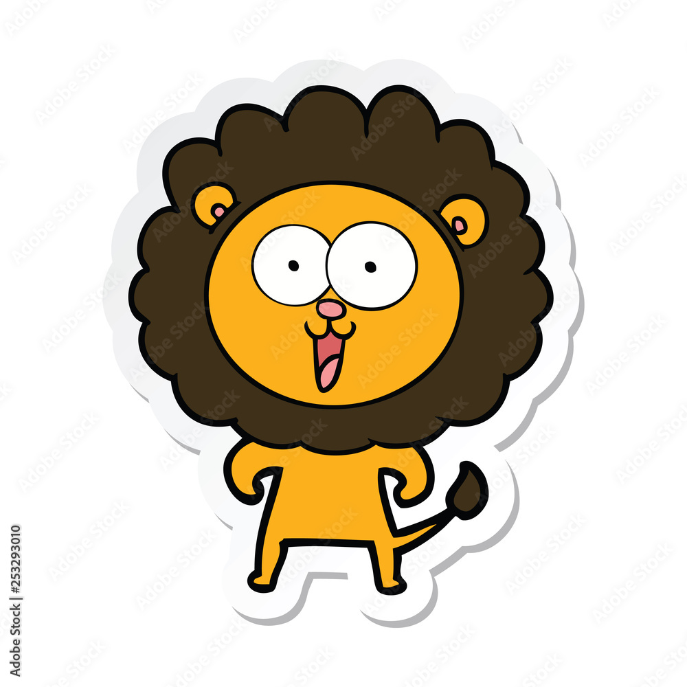 sticker of a happy cartoon lion sticker of a happy cartoon lion
