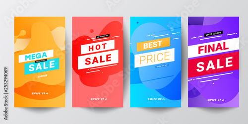 Colored abstract modern graphic banner sets for stories