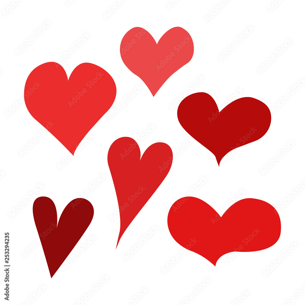 A set of hearts isolated on a white background