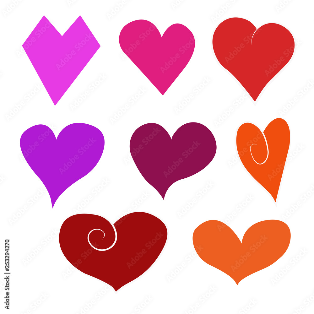A set of hearts isolated on a white background. heart A set of hearts isolated on a white background. heart