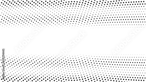 Halftone gradient pattern. Abstract halftone dots background. Monochrome dots pattern. Vector halftone texture. Pop Art, Comic small dots. Banner, strip with space. Template for cover, card, flyer