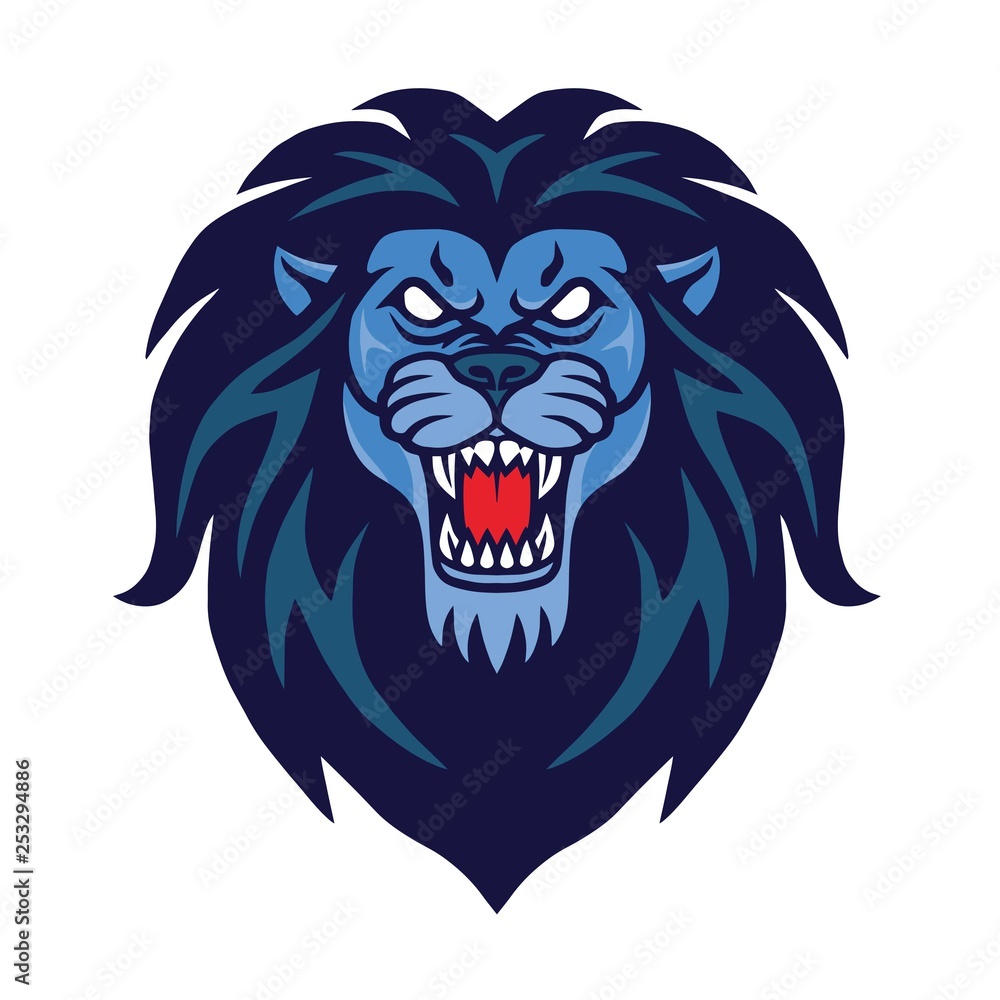 Roaring Lion Head Logo Vector Template Icon