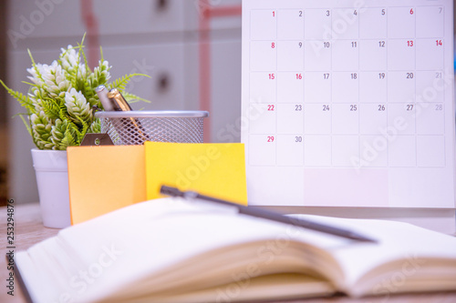 Calendar Event Planner is busy.calendar,clock to set timetable organize schedule,planning for business meeting or travel planning concept. © A Stockphoto