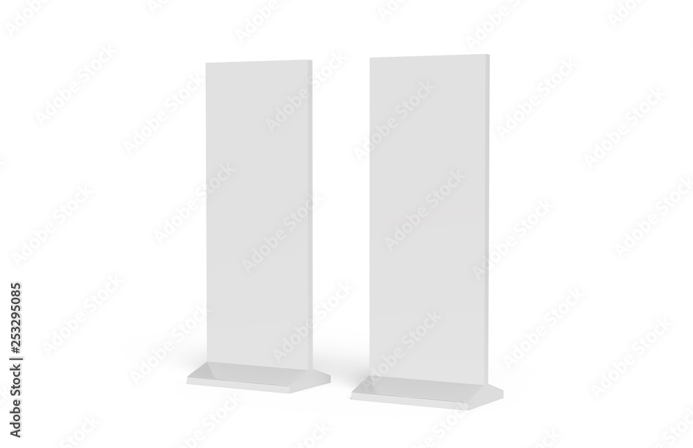 Outdoor advertising POS POI stand banner or lightbox, mock up template on isolated white background, ready for your design, 3d illustration Outdoor advertising POS POI stand banner or lightbox, mock up template on isolated white background, ready for your design, 3d illustration