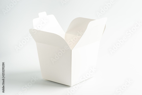 white cardboard packaging for noodles on a white background, moke up