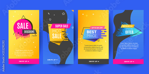 insta template photo, set of Instagram stories sale banner background