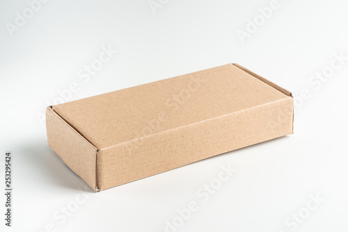 Kraft cardboard box on a white background, moke up