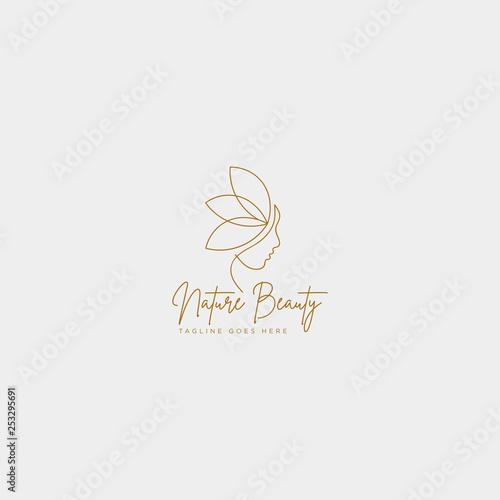 beauty cosmetic line art logo template vector illustration icon element