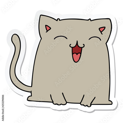 sticker of a quirky hand drawn cartoon cat