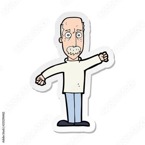 sticker of a cartoon angry old man
