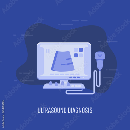 Medical research, gynecology clinic ultrasound diagnosis, ultrasound machine, logo design