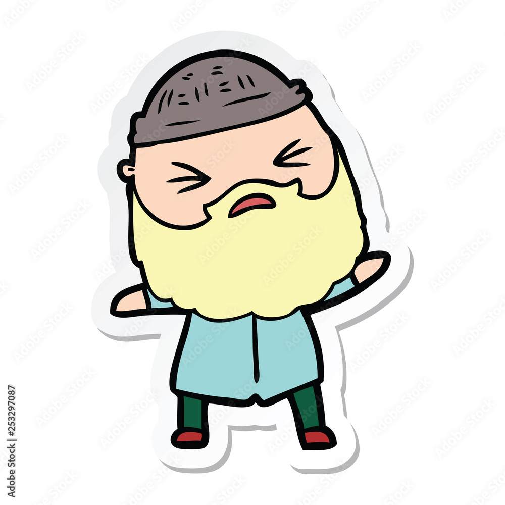 sticker of a cartoon man with beard sticker of a cartoon man with beard